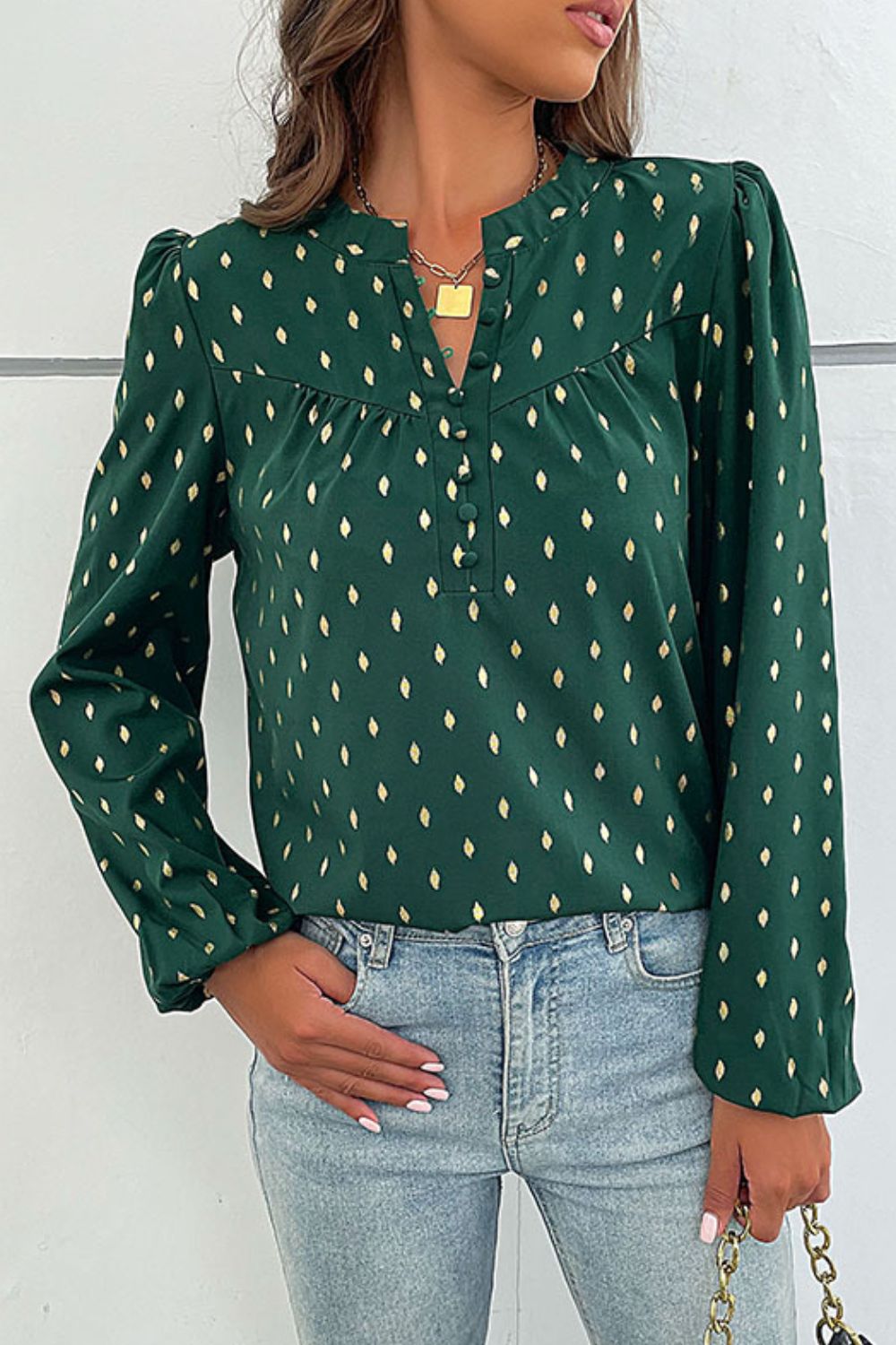 Gracelyn Printed Puff Sleeve Blouse