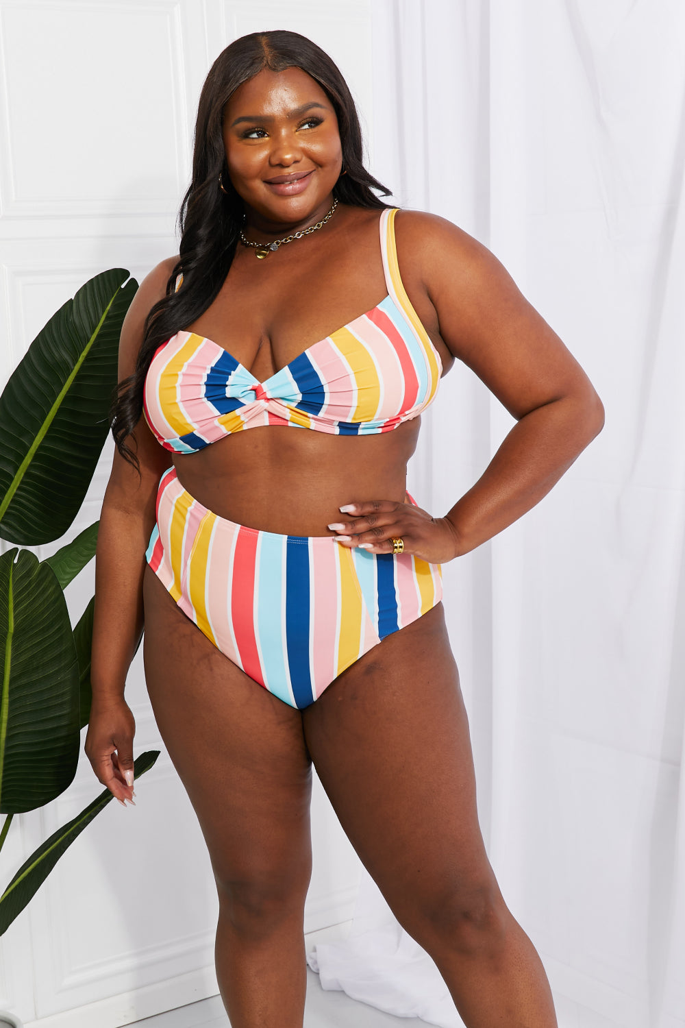 Dulce Twist High-Rise Bikini in Stripe