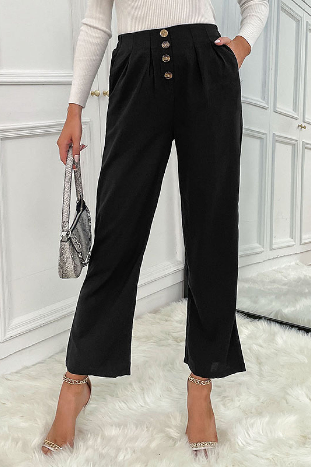 Leilani Button Fly Wide Leg Pants