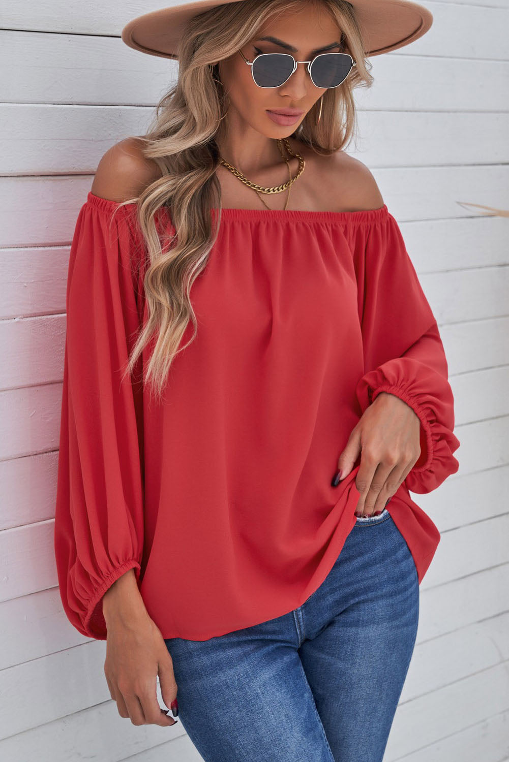 Lea Off-Shoulder Balloon Sleeve Top