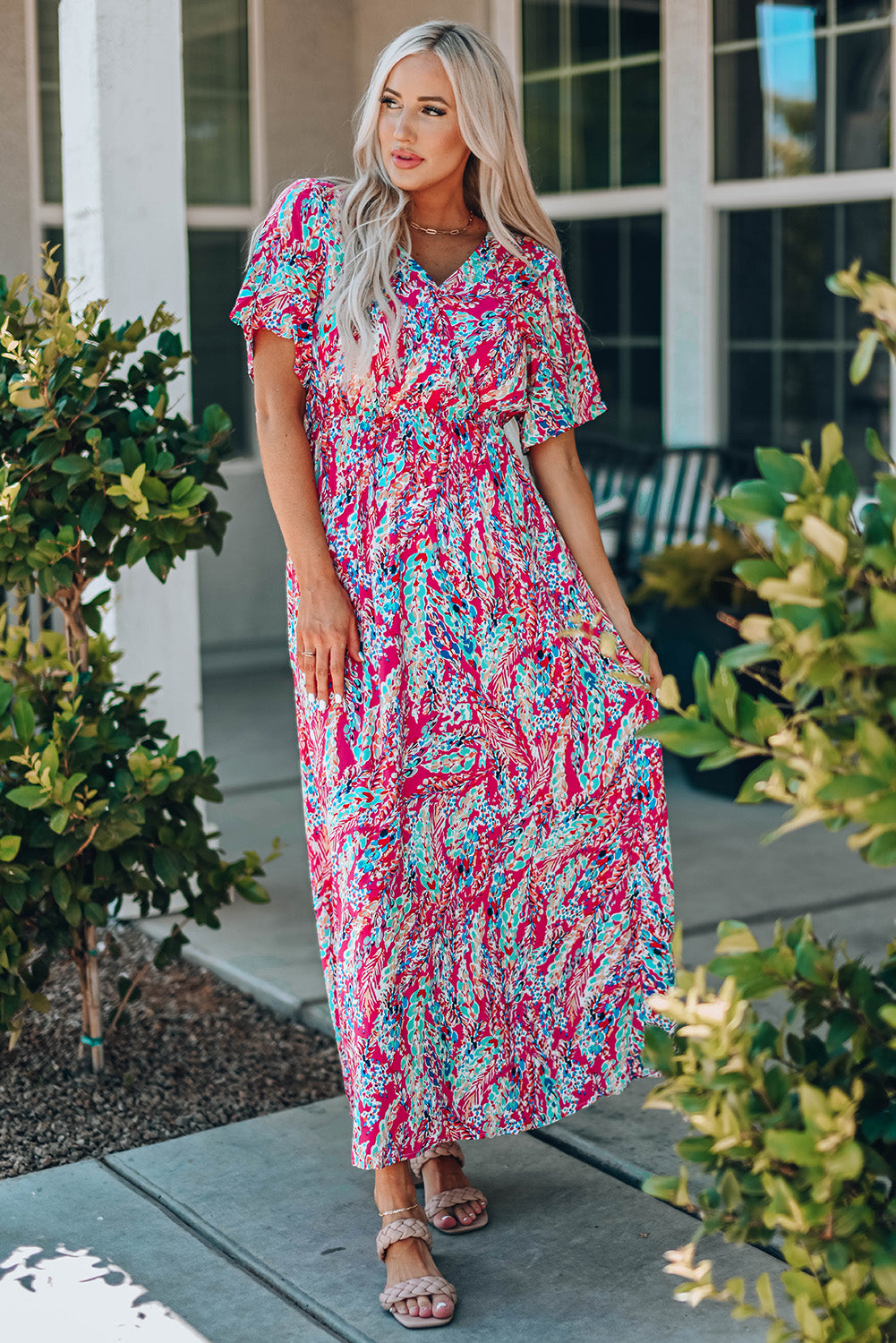 Alanna Multicolored V-Neck Maxi Dress