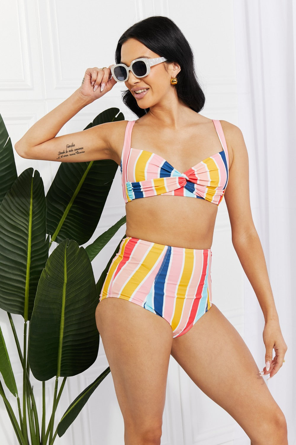 Dulce Twist High-Rise Bikini in Stripe