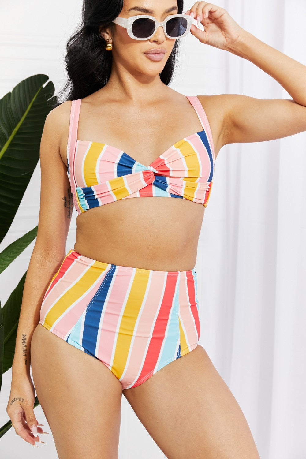 Dulce Twist High-Rise Bikini in Stripe