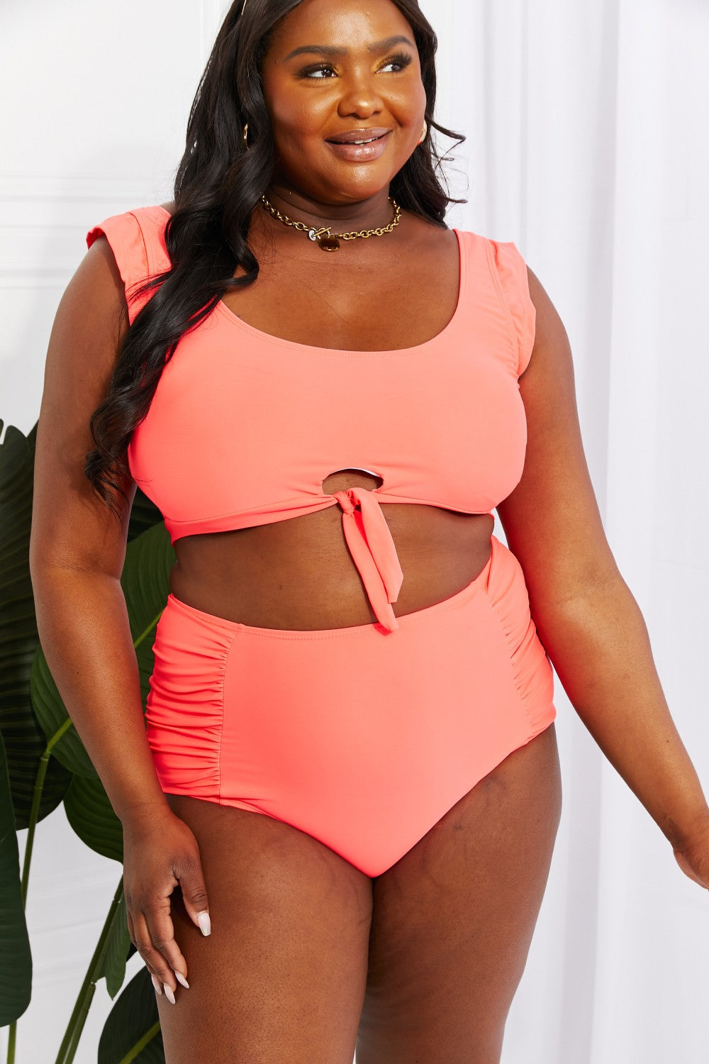 Rebekah Crop Swim Set in Coral