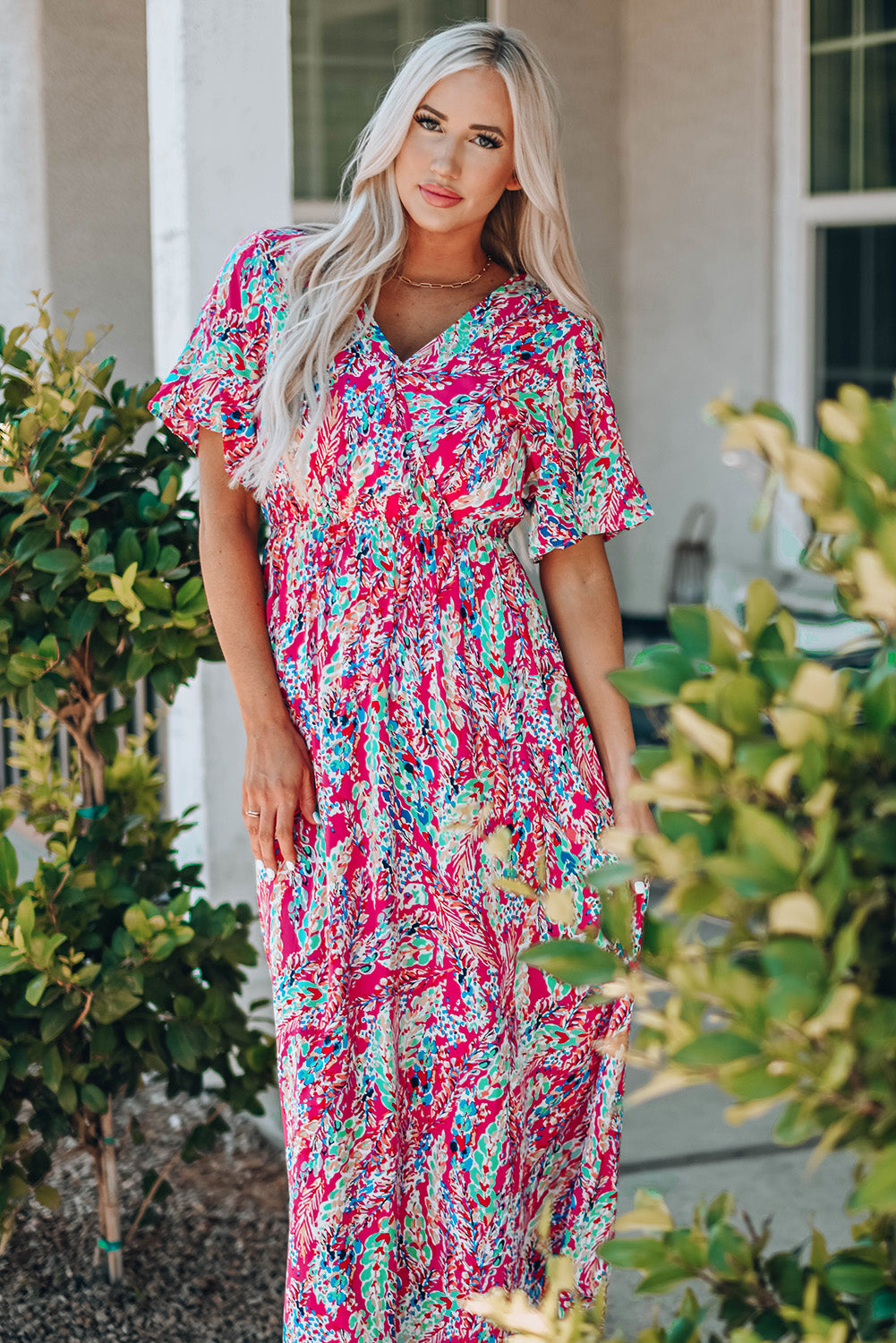 Alanna Multicolored V-Neck Maxi Dress