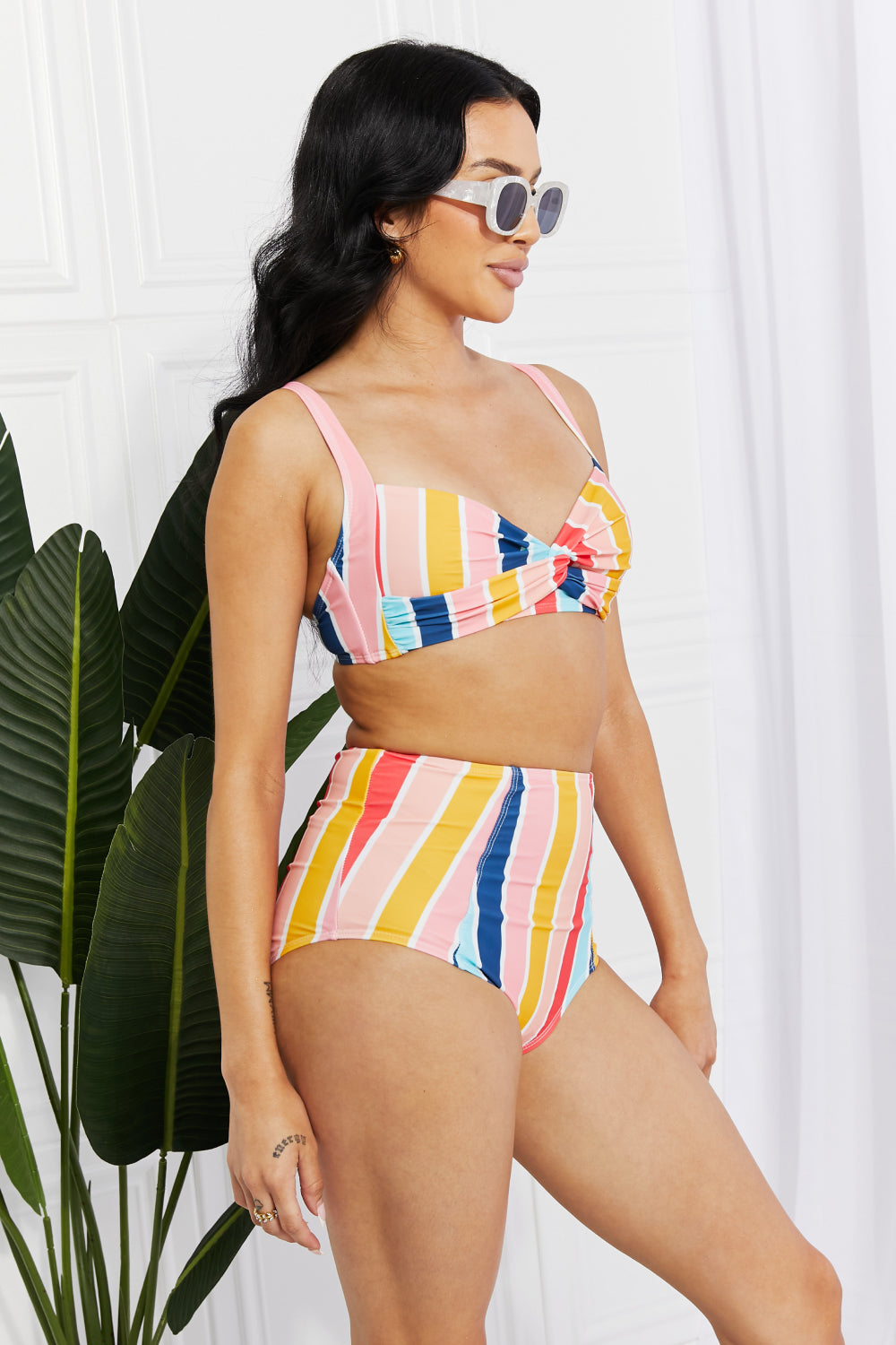 Dulce Twist High-Rise Bikini in Stripe