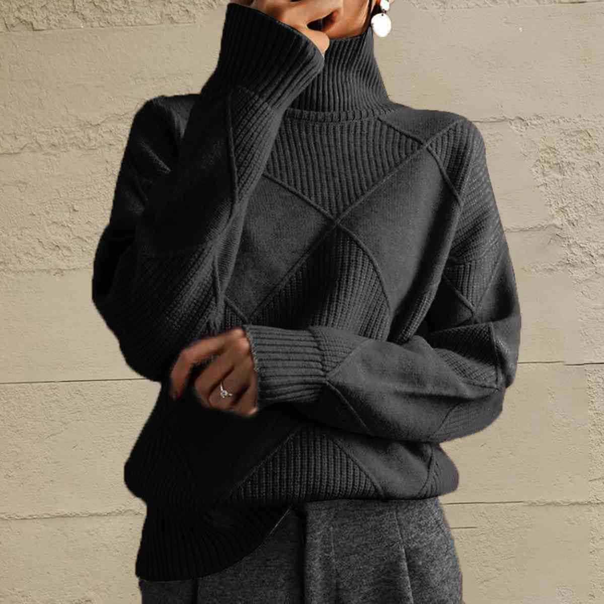 Ebony Geometric Turtleneck