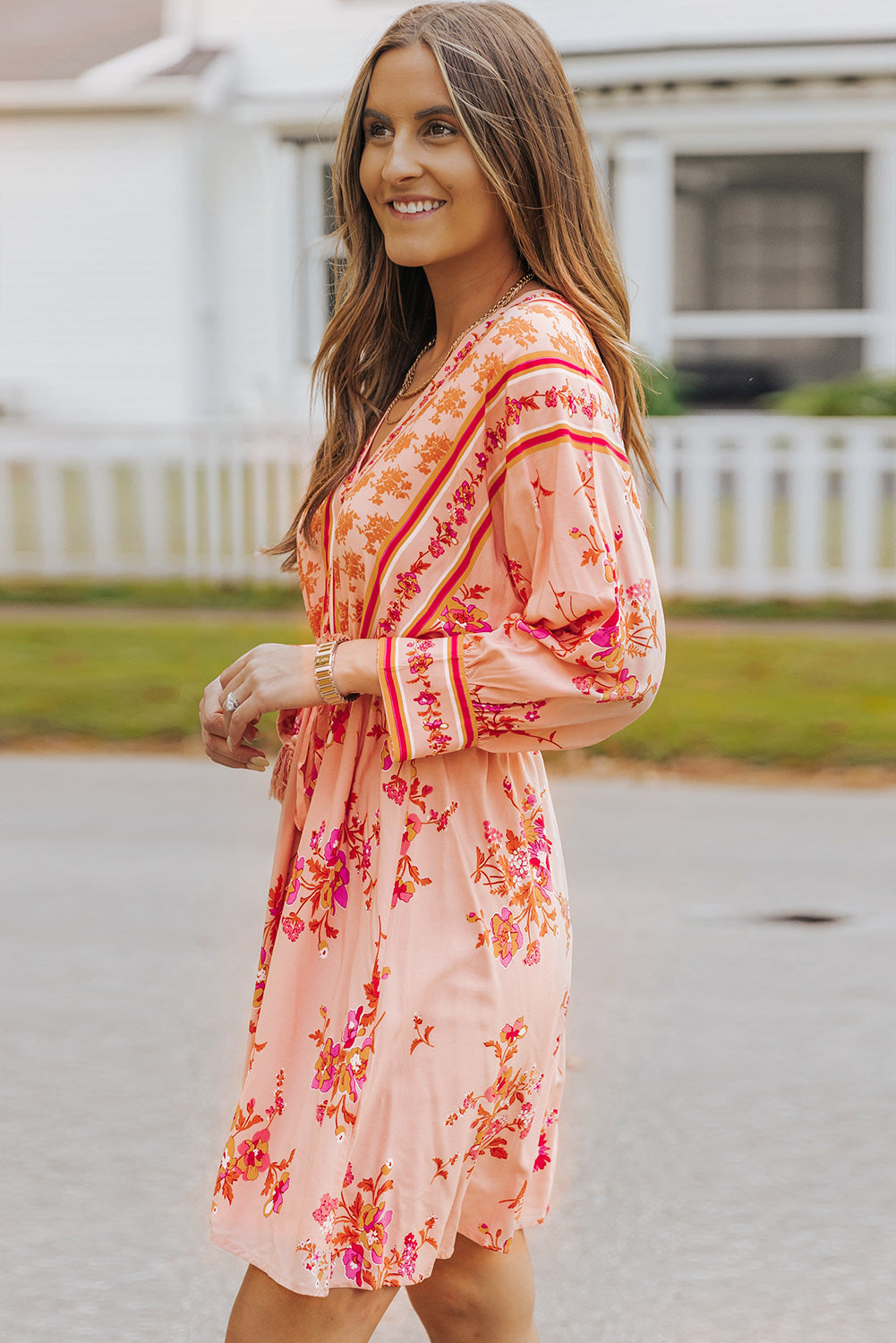 Kara Floral Tassel Tie Dress