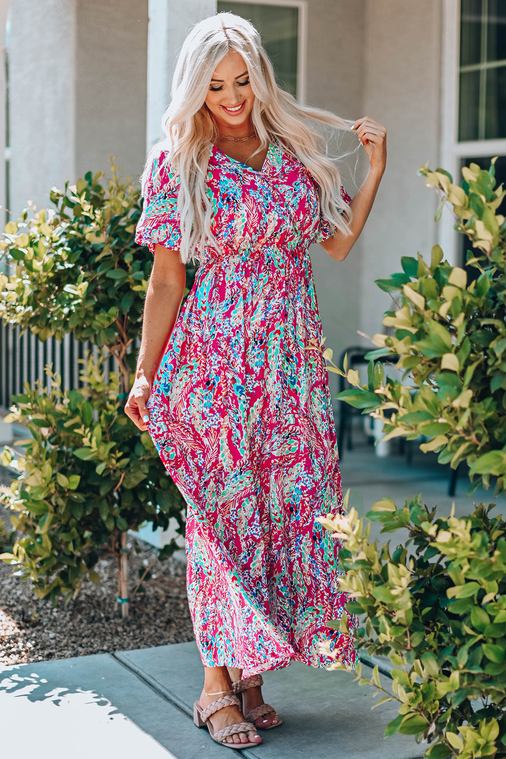 Alanna Multicolored V-Neck Maxi Dress