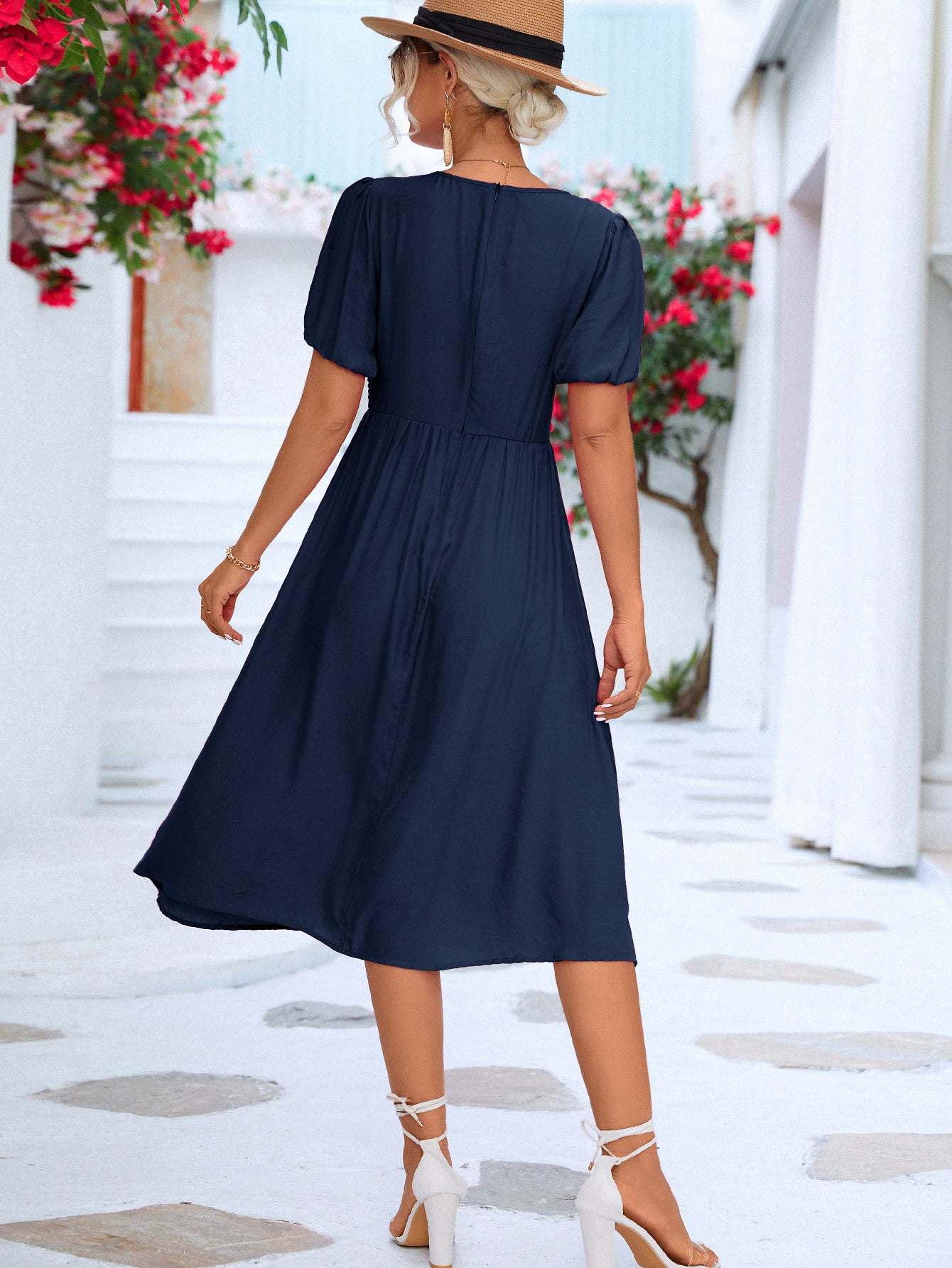 Frida Twisted Short Puff Sleeve Dress