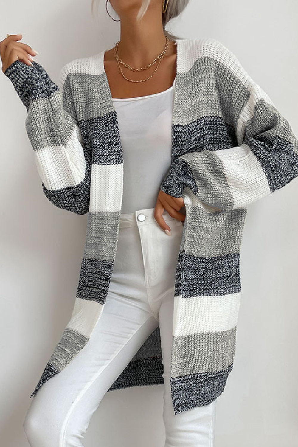 Simone Long Striped Cardigan