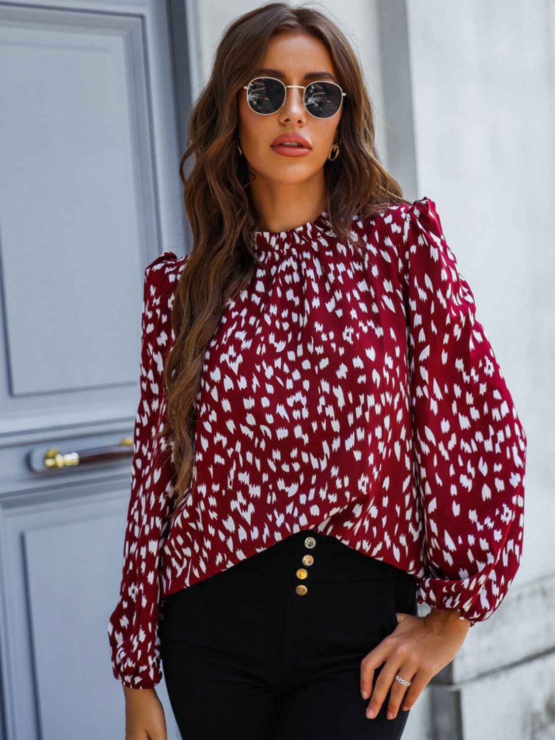 Ainsley Printed Puff Sleeve Blouse