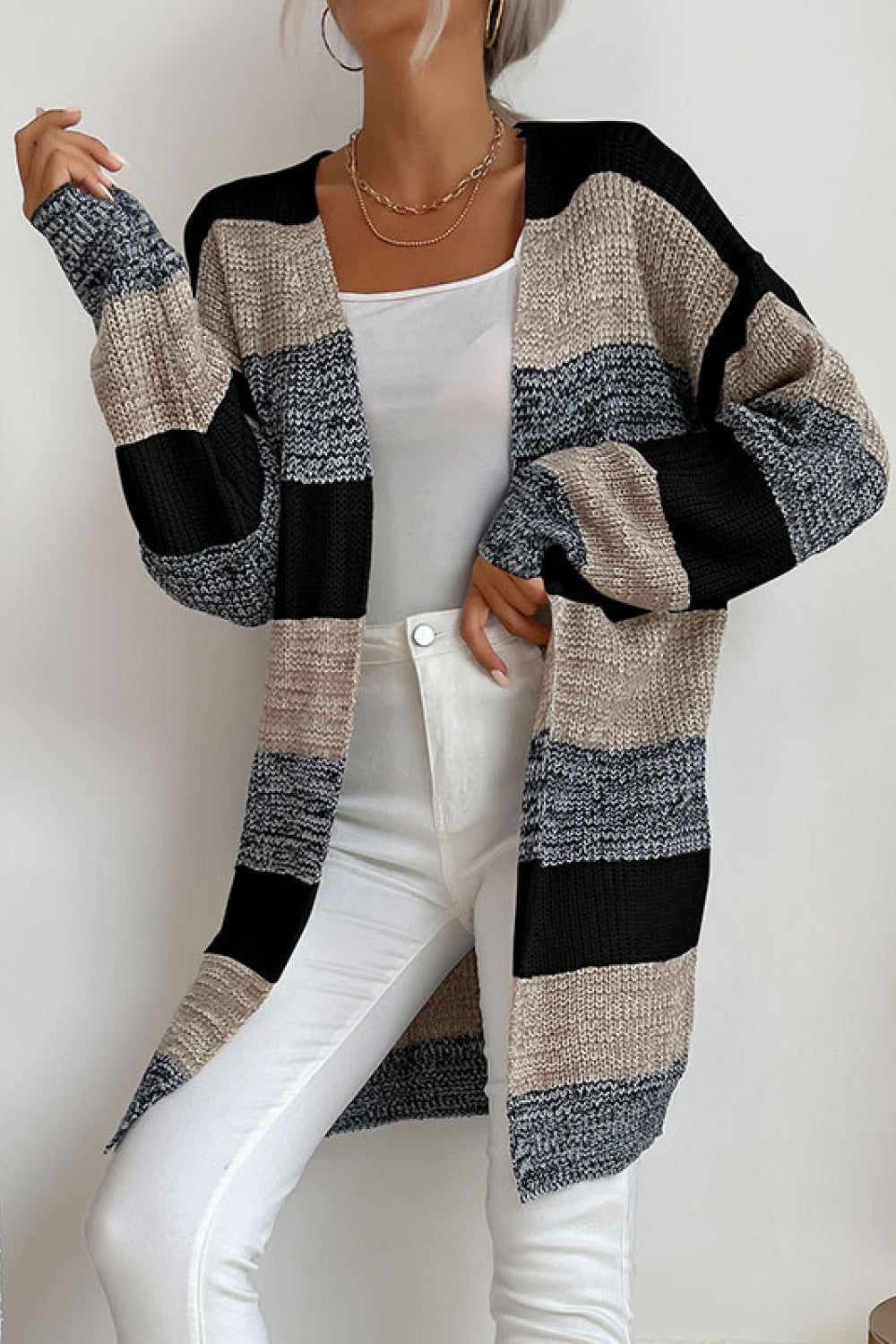 Simone Long Striped Cardigan