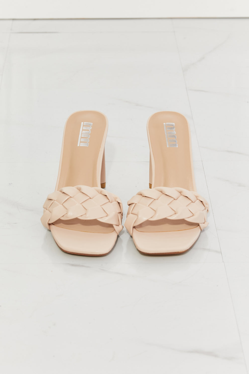 Rhea Braided Block Heel in Beige