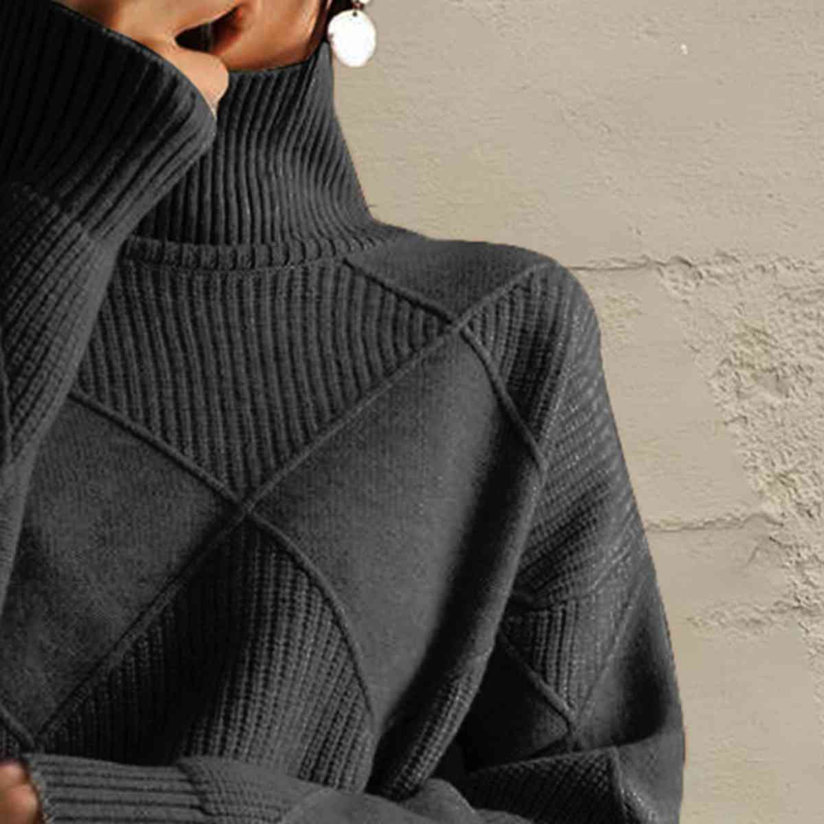 Ebony Geometric Turtleneck