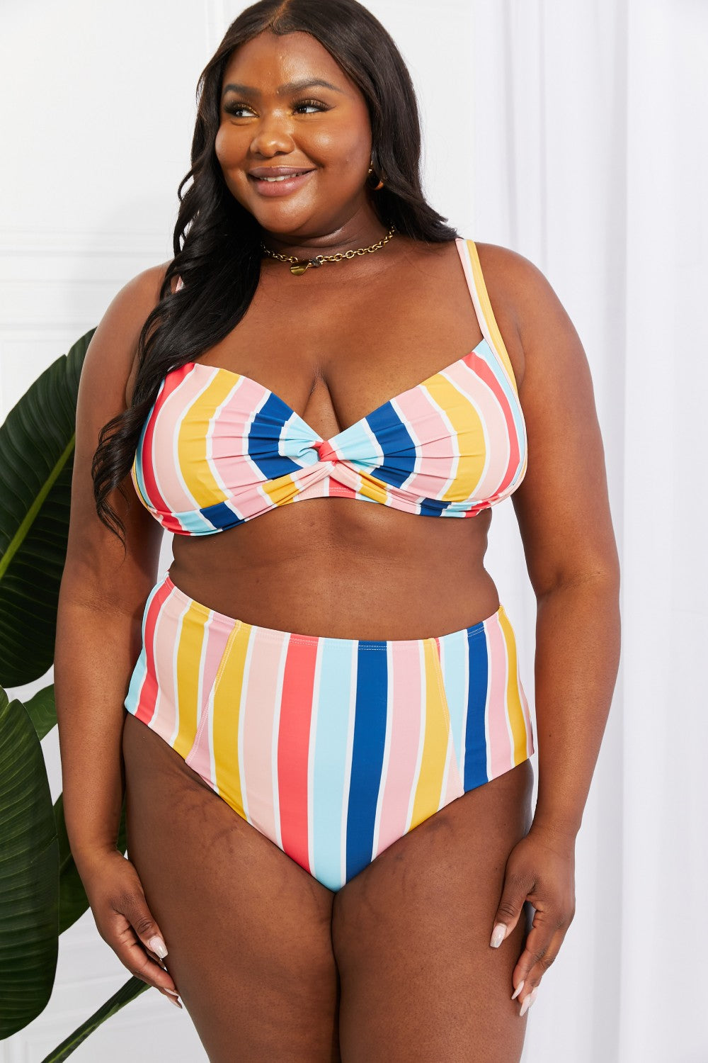 Dulce Twist High-Rise Bikini in Stripe