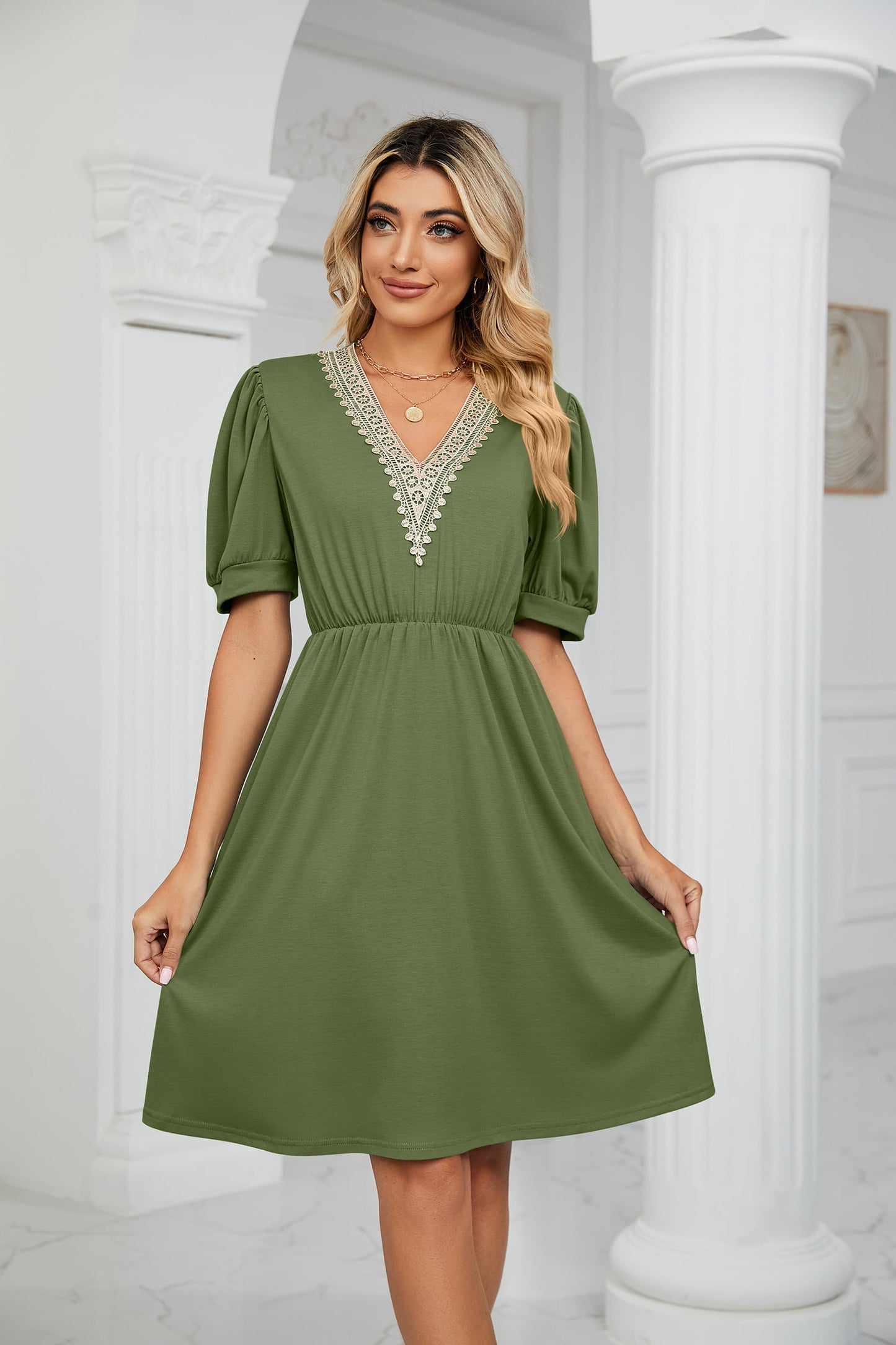 Zayla Puff Sleeve Pocket Dress