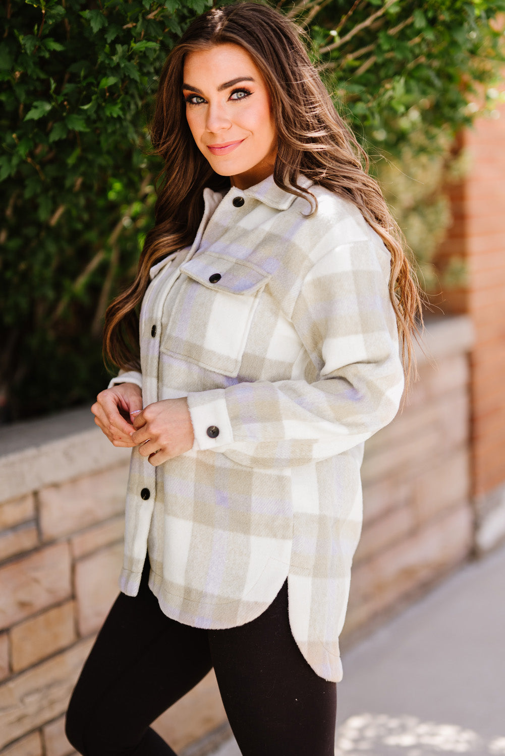 Briella Plaid Dropped Shoulder Pocket Shacket