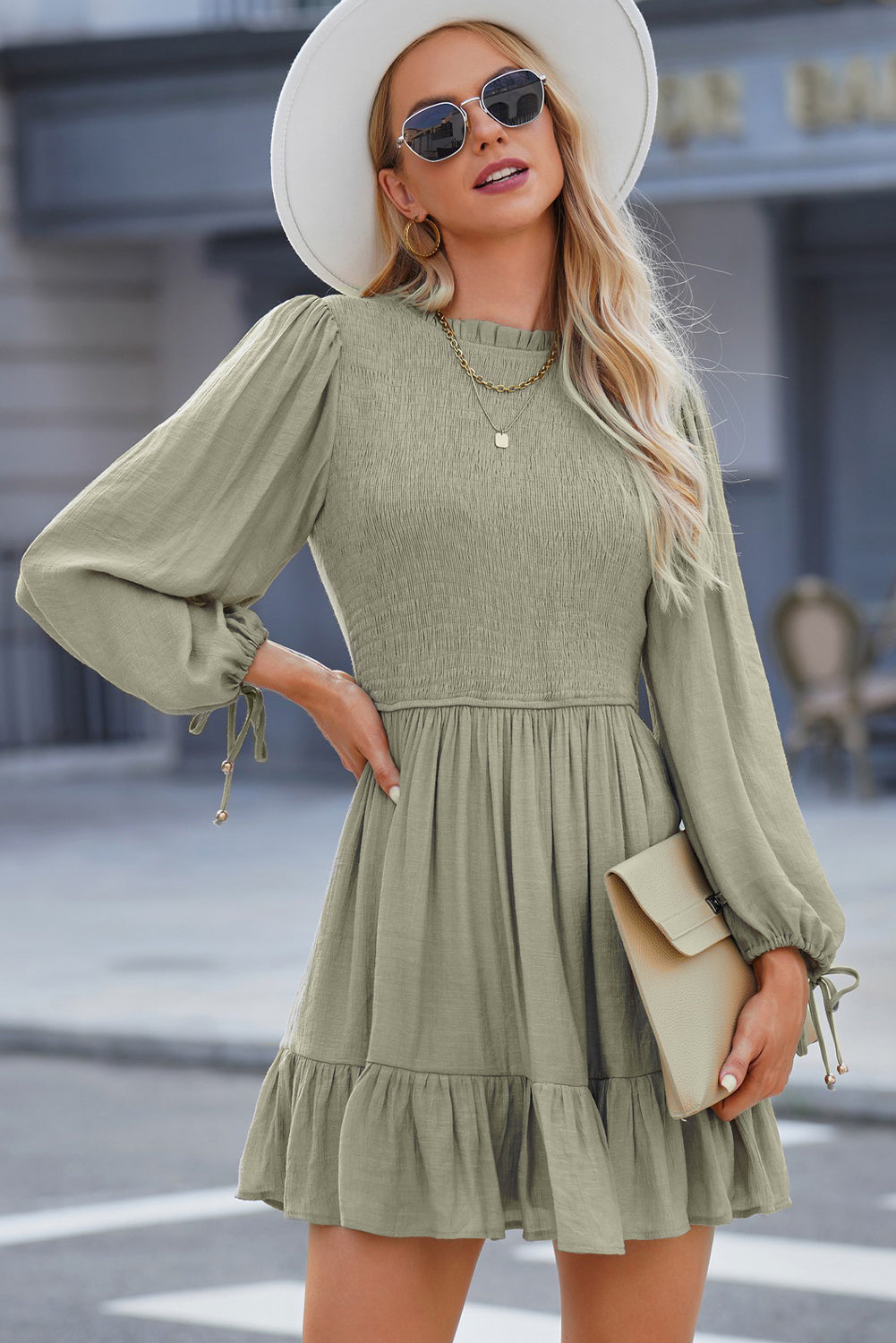 Lillie Balloon Sleeve Mini Dress