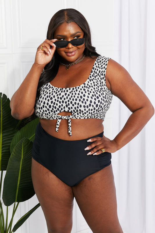 Rebekah Crop Swim Set in Black and Cream